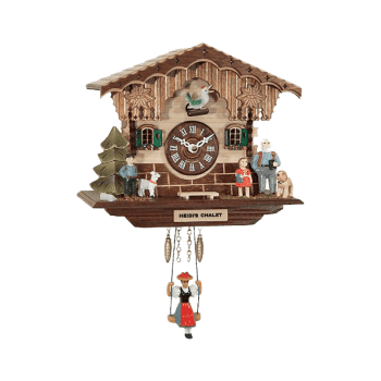 Heidi Chalet Quartz swinging-doll clock 01893SQ