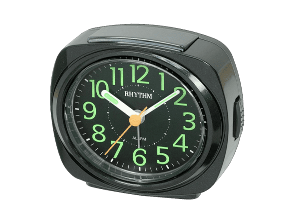 Rhythm Bedside Clock Black/Pale Green CRE848WR02