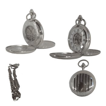 PM840 - Silver Pocket watch Double lid opening MECHANICAL