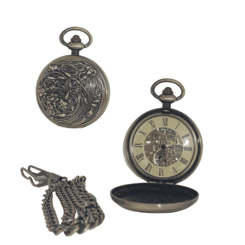 Single opening - Bronze Pocket watch Flower Design MECHANICAL