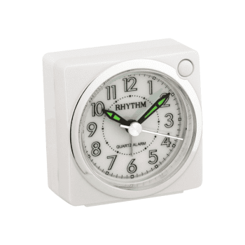 RHYTHM CRE820NR03 Bedside Clock Pearl White