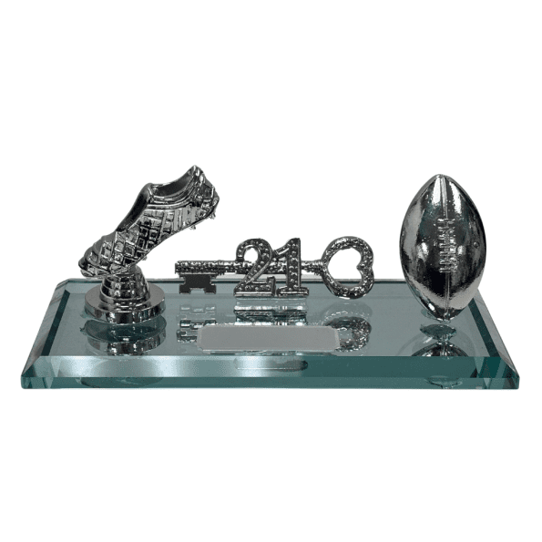 TK2109 Silver Rugby Ball & Boot Combo 21st key