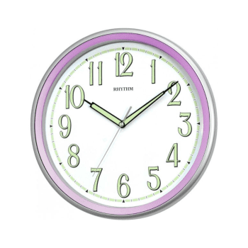 RHYTHM WALL CLOCK PURPLE - CMG548NR12 GLOW IN THE DARK