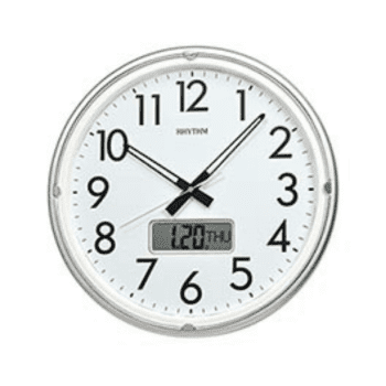 RHYTHM DIGITAL ANALOG WALL CLOCK SILVER - CFG717NR19