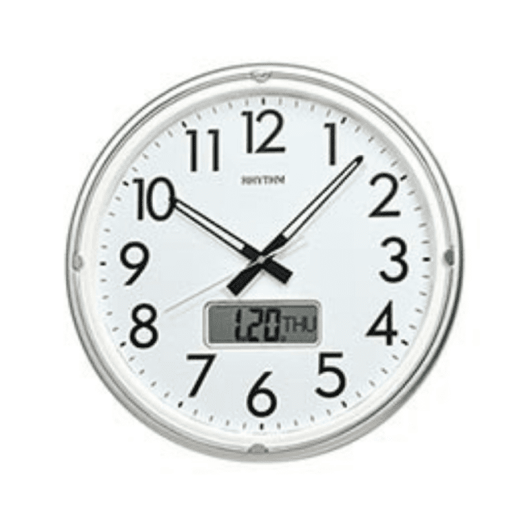 RHYTHM DIGITAL ANALOG WALL CLOCK SILVER – CFG717NR19