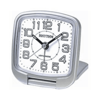RHYTHM TRAVEL BEDSIDE CLOCK SILVER - CGE602NR19