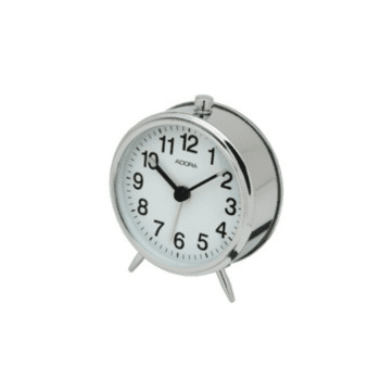 846 SILVER MECHANICAL BEDSIDE CLOCK