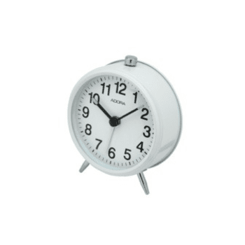 846WHITE MECHANICAL BEDSIDE CLOCK