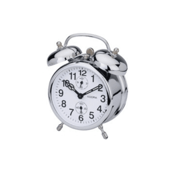860SILVER MECHANICAL BEDSIDE CLOCK