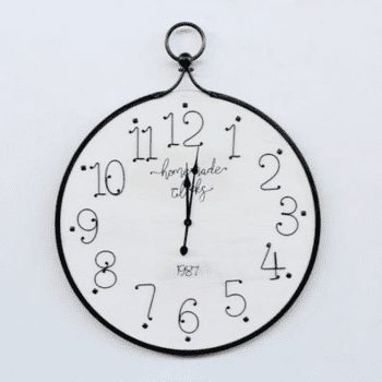 Large Black & White Iron Clock JET102