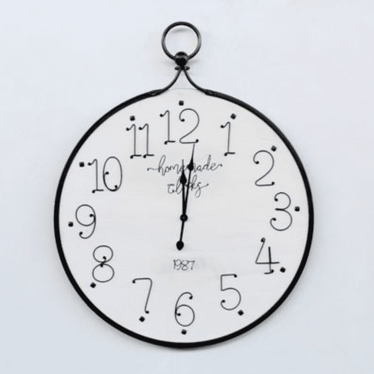 Large Black and White Iron Clock