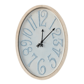 Large White Oval Enamel Clock DECO19