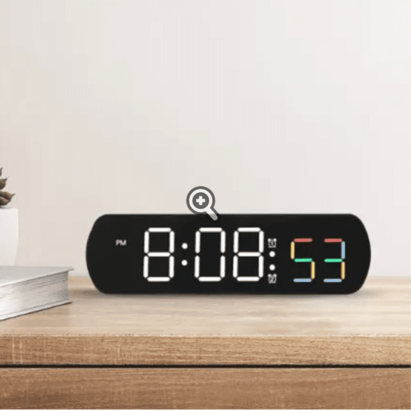 DIGITAL TABLE CLOCK 6639 WHITE LIGHT MULTICOLOR SECONDARY ALARM VOICE CONTROL ENGROSS - Image 2