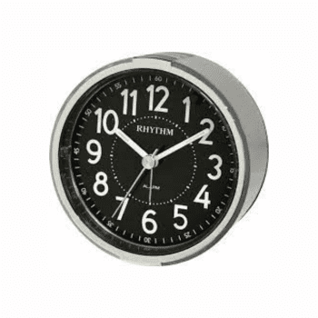 Rhythm Black & Silver Bedside Clock Analog - CRE896NR19