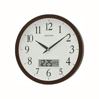 RHYTHM WALL CLOCK DIGITAL/ANALOG  BROWN - CFG903NR06