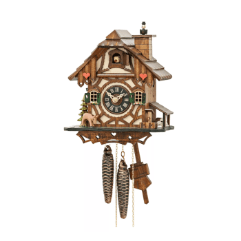 Cuckoo Clock Black Forest house with moving chimney  4130 mechanical