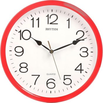 Rhythm Round Shape, Red Case Basic Wall Clock CMG734NR01