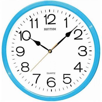 Rhythm Quartz Analog Wall Clock, Blue CMG734NR04