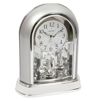 Rhythm Silver Arch Mantel Quartz Clock with Crystals 4SG696WR19