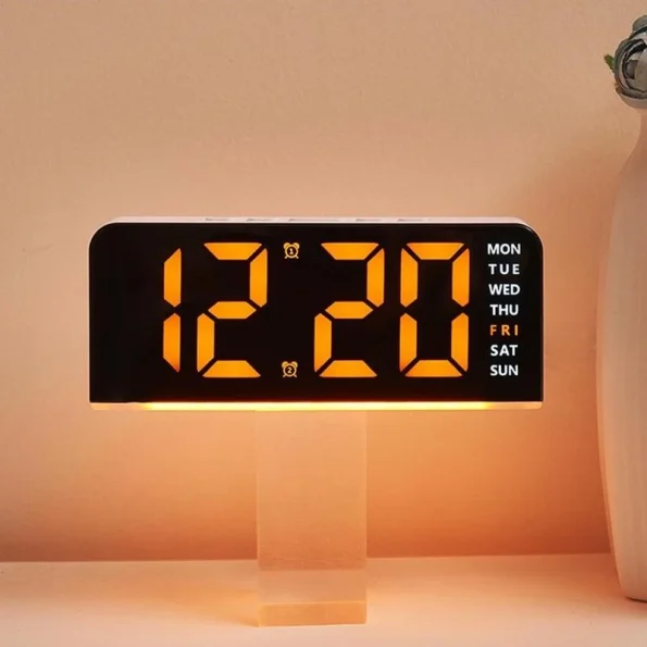 GH9001 LED Digital Alarm Clock with Date - Black / Blue Light - Image 2